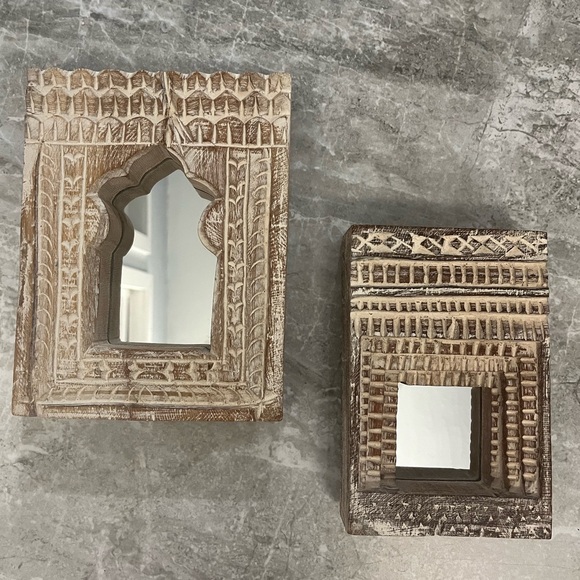 Hand carved Indian temple mirror (2)